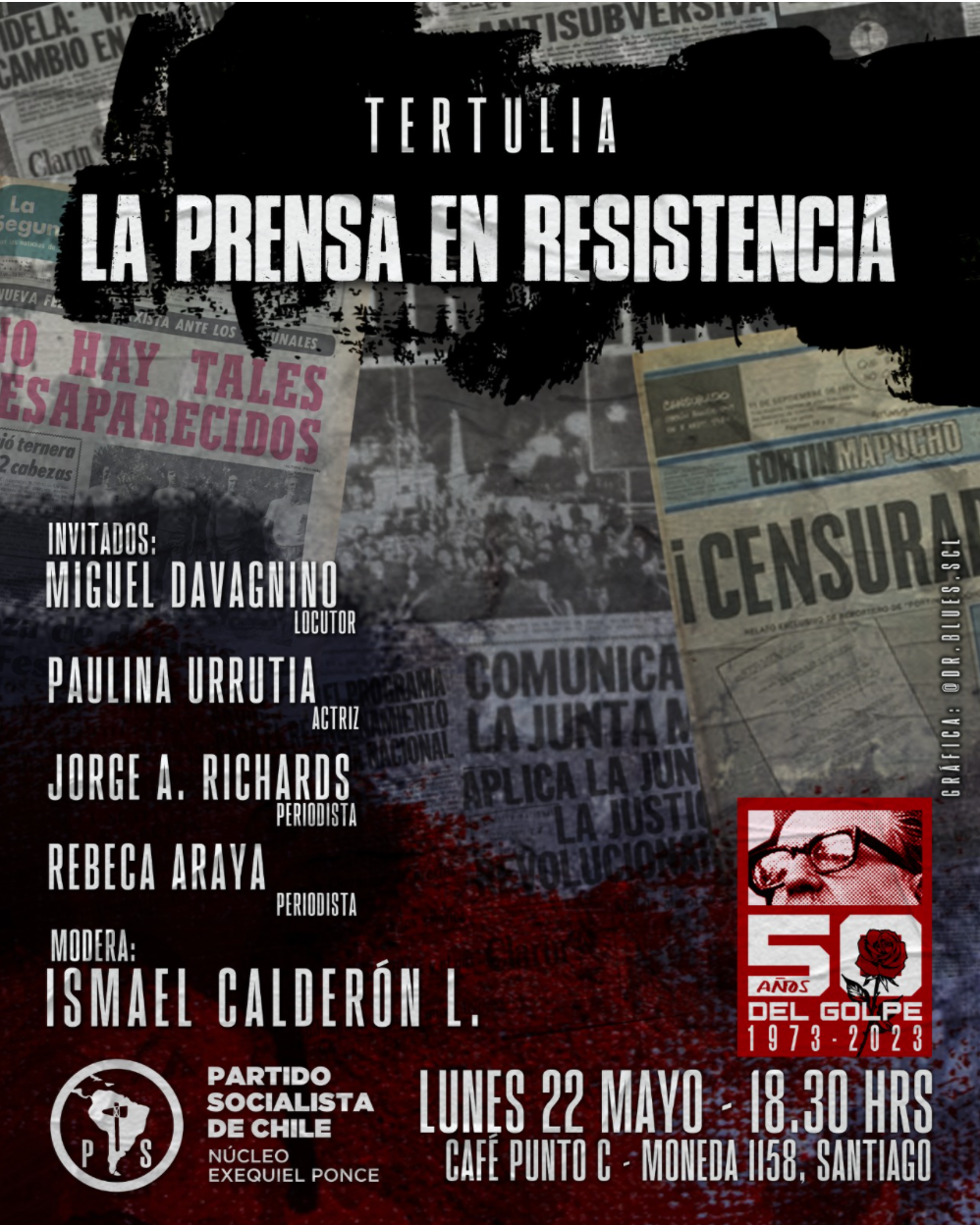 afiche tertulia la prensa a 50 años del golpe